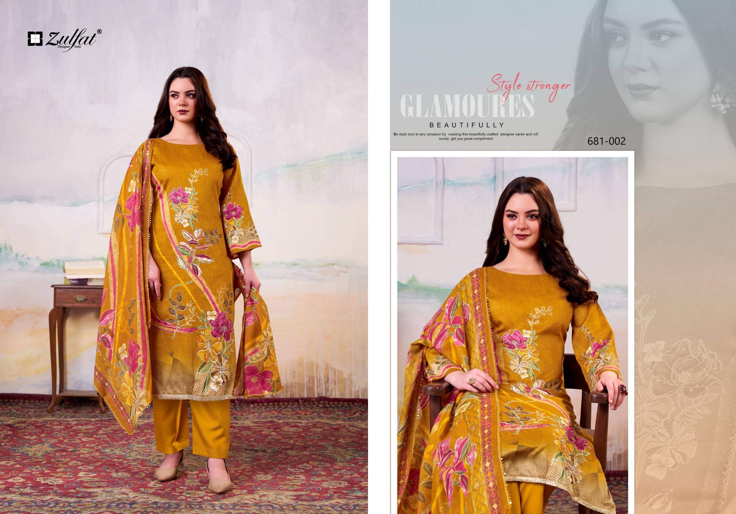 HAYAT BY Zulfat Designer 681-001 TO 681-001 SERIES Pakistani Stylish Embroidered Pure Jam Cotton Dresses At Wholesale Price